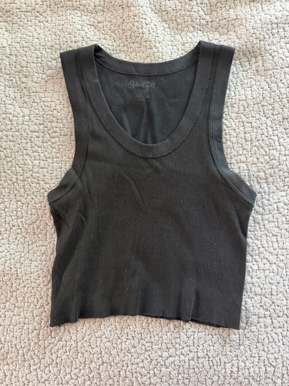 Brandy Melville Black Ribbed Crop Tank